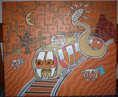 Snakes on a train (2010, Akryl på duk)